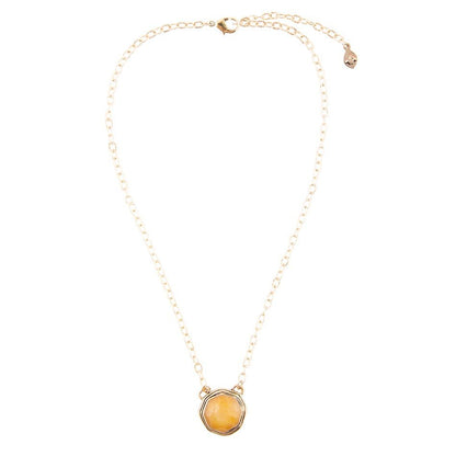 River Rocks Yellow Quartz and Golden Bronze Necklace