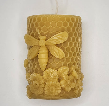 Dragonfly on Flowers Beeswax Candle – 3.7 oz