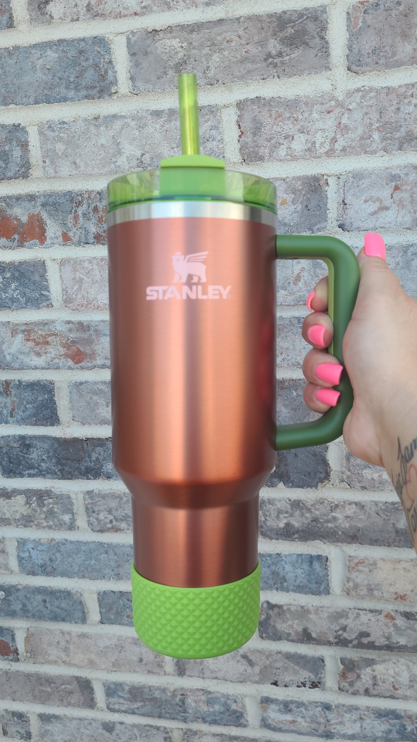 Studded Green silicone boot bumper sleeve for tumblers