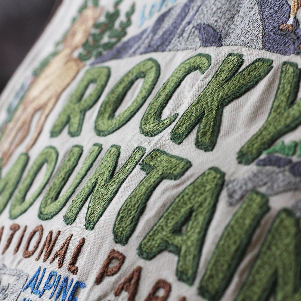 Rocky Mountain National Park Hand-Embroidered Pillow by Cat Studio Quirks!