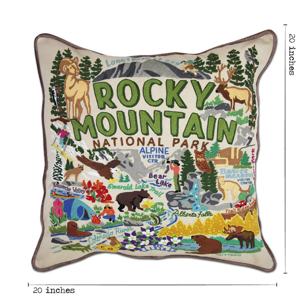 Rocky Mountain National Park Hand-Embroidered Pillow by Cat Studio Quirks!