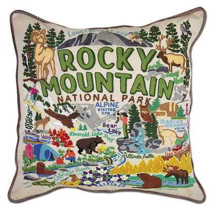 Rocky Mountain National Park Hand-Embroidered Pillow by Cat Studio Quirks!