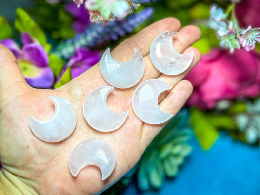 30mm Rose Quartz Crescent Moons for Unconditional Love