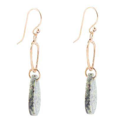 Russian Serpentine and Bronze Drop Earrings