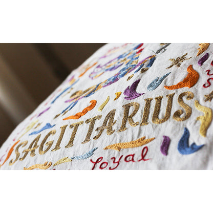 Sagittarius Astrology Hand-Embroidered Pillow by Cat Studio Quirks!