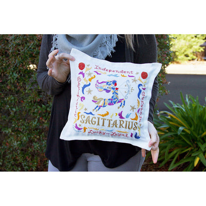 Sagittarius Astrology Hand-Embroidered Pillow by Cat Studio Quirks!