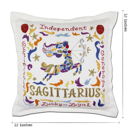 Sagittarius Astrology Hand-Embroidered Pillow by Cat Studio Quirks!