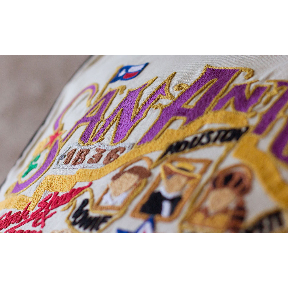 San Antonio, TX Hand-Embroidered Pillow Quirks!