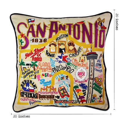 San Antonio, TX Hand-Embroidered Pillow Quirks!