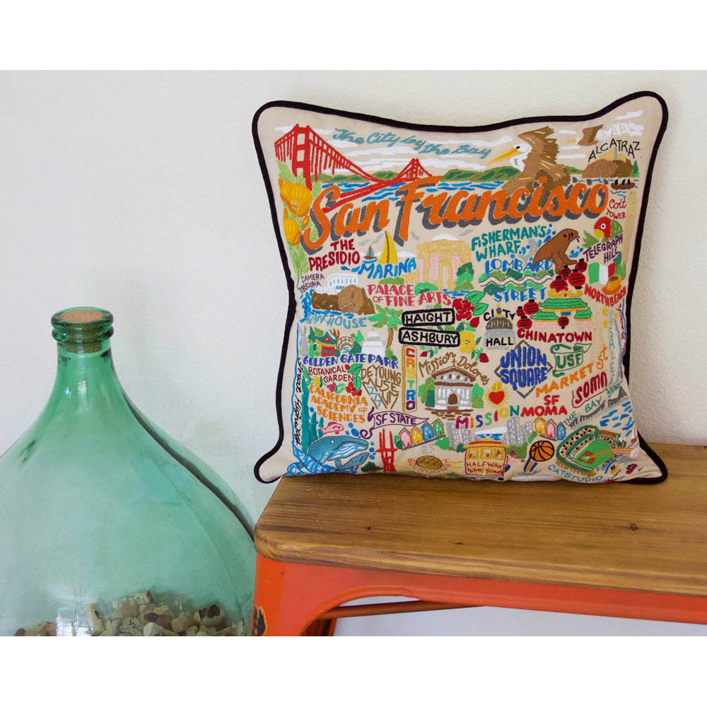 San Francisco City Hand-Embroidered Pillow by CatStudio Quirks!