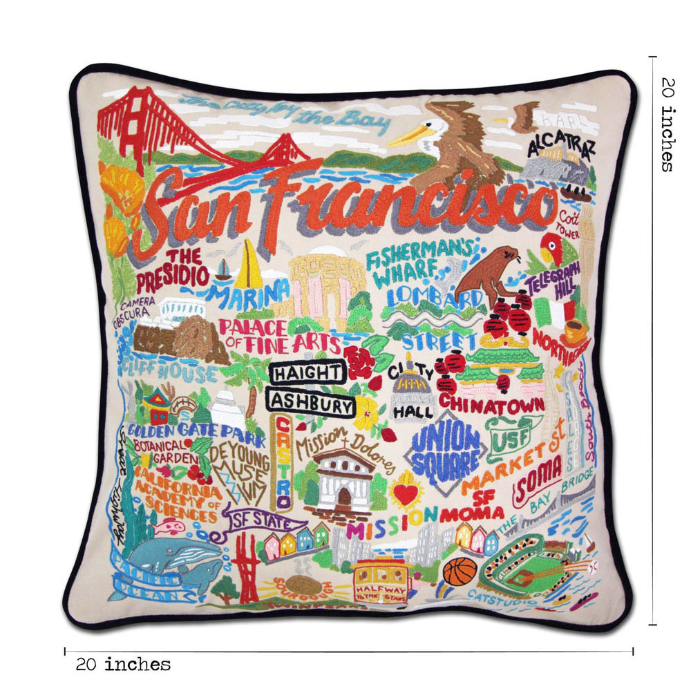 San Francisco City Hand-Embroidered Pillow by CatStudio Quirks!