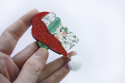 Santa Claus Jolly Green Brooch by Laliblue