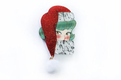 Santa Claus Jolly Green Brooch by Laliblue