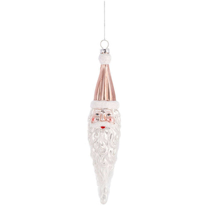 Santa Icicle Blown Glass Ornament PINK