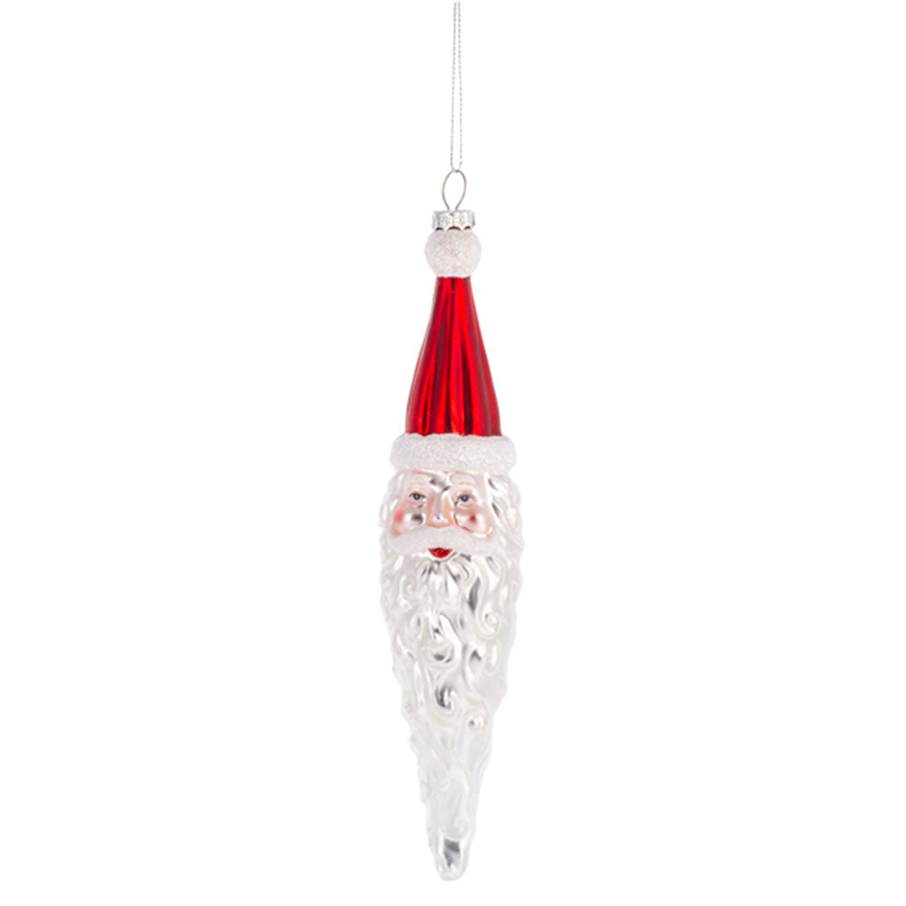 Santa Icicle Blown Glass Ornament RED Quirks!