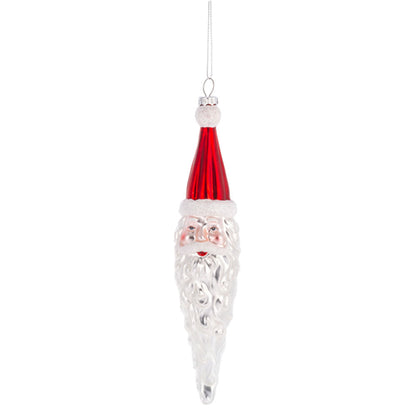 Santa Icicle Blown Glass Ornament RED Quirks!