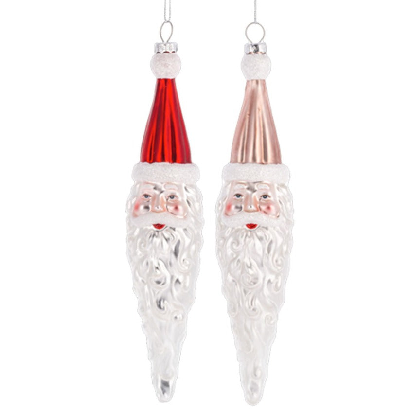 Santa Icicle Blown Glass Ornament RED Quirks!