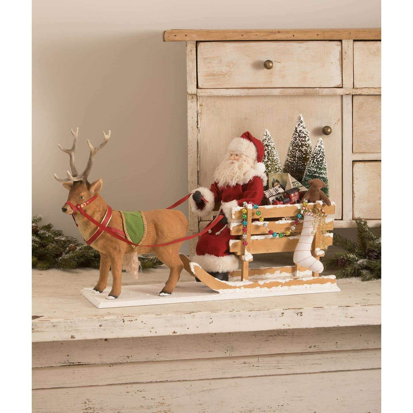 Santa in a One Horse Open Sleigh Vintage Santa by Bethany Lowe Designs