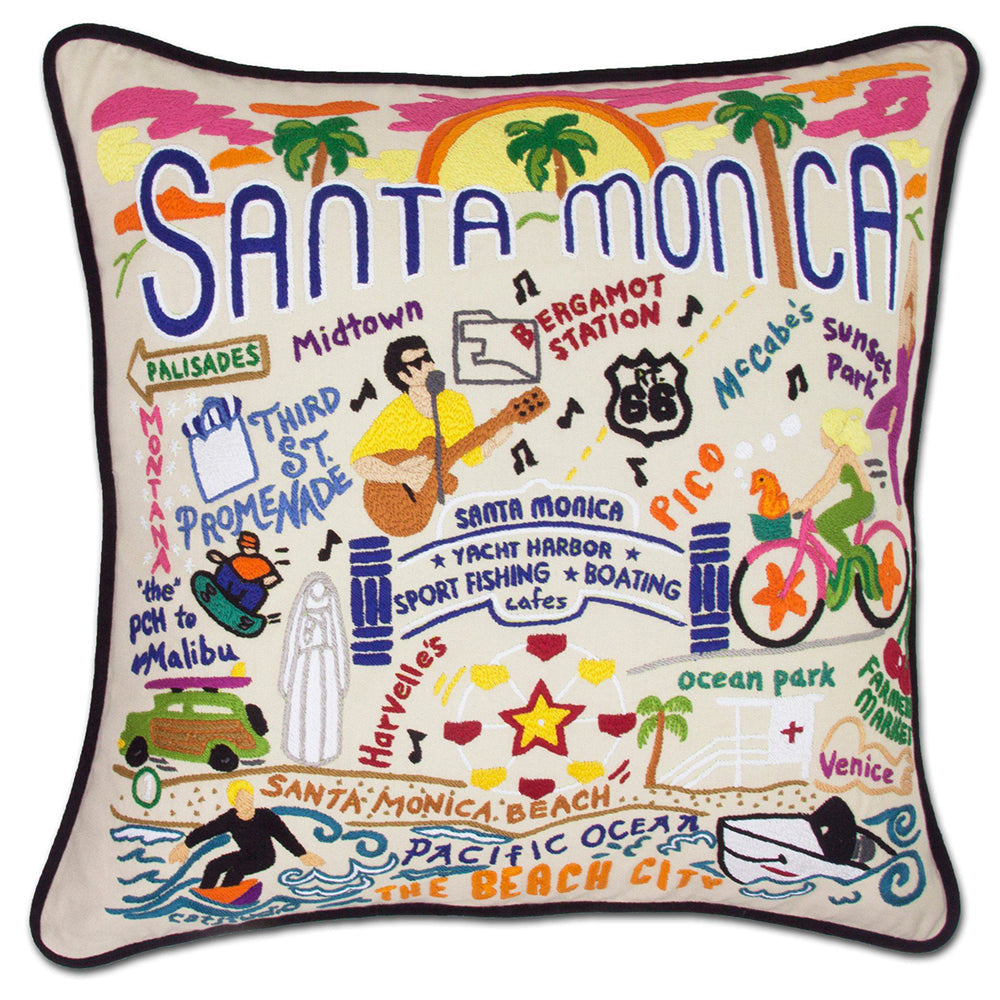 Santa Monica, CA Hand-Embroidered Pillow Quirks!