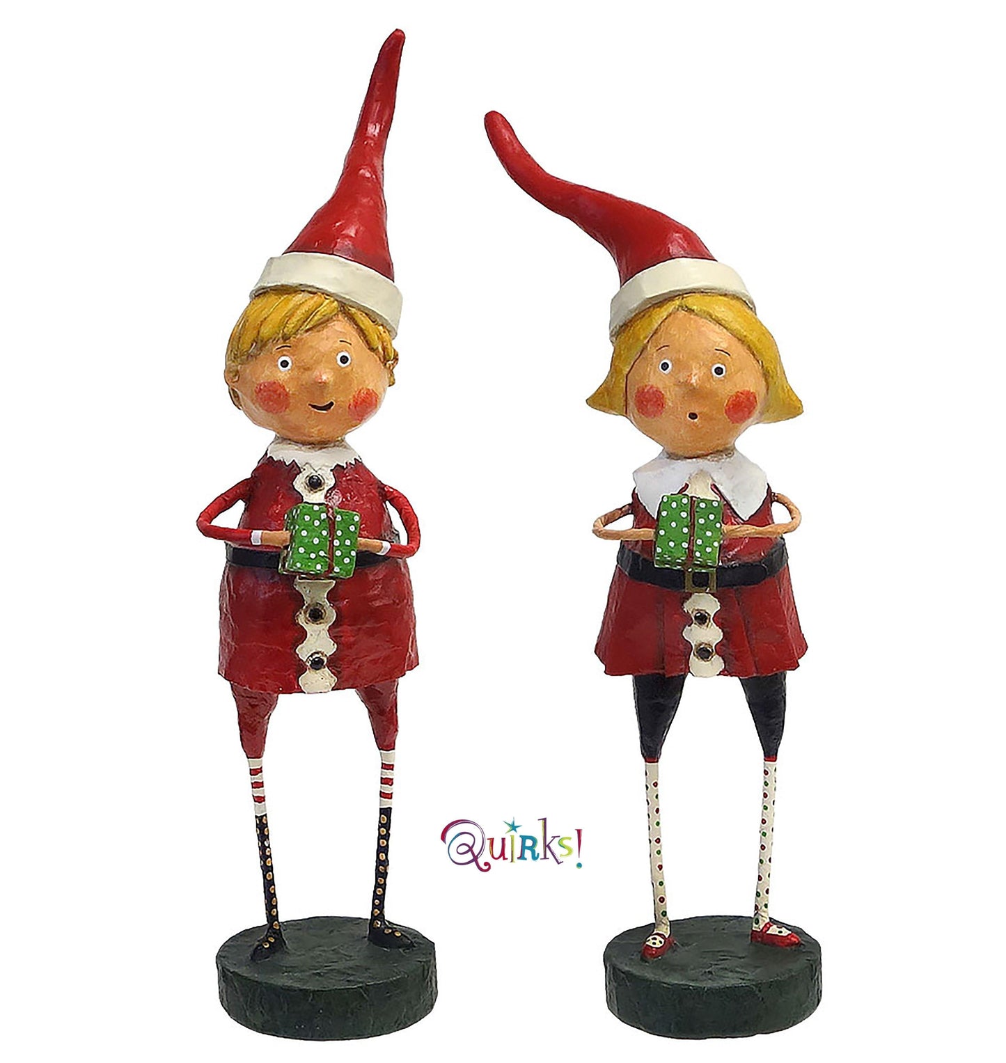 Santa's Little Helpers Set of 2 Lori Mitchell Collectible Figurines RETIRED Quirks!