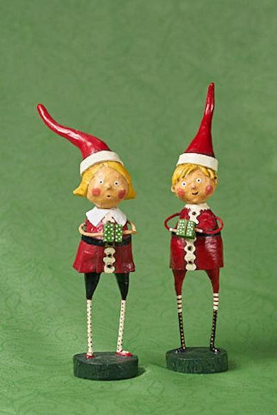 Santa's Little Helpers Set of 2 Lori Mitchell Collectible Figurines RETIRED Quirks!