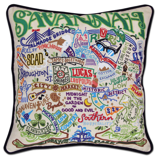 Savannah Hand-Embroidered Pillow by CatStudio Quirks!