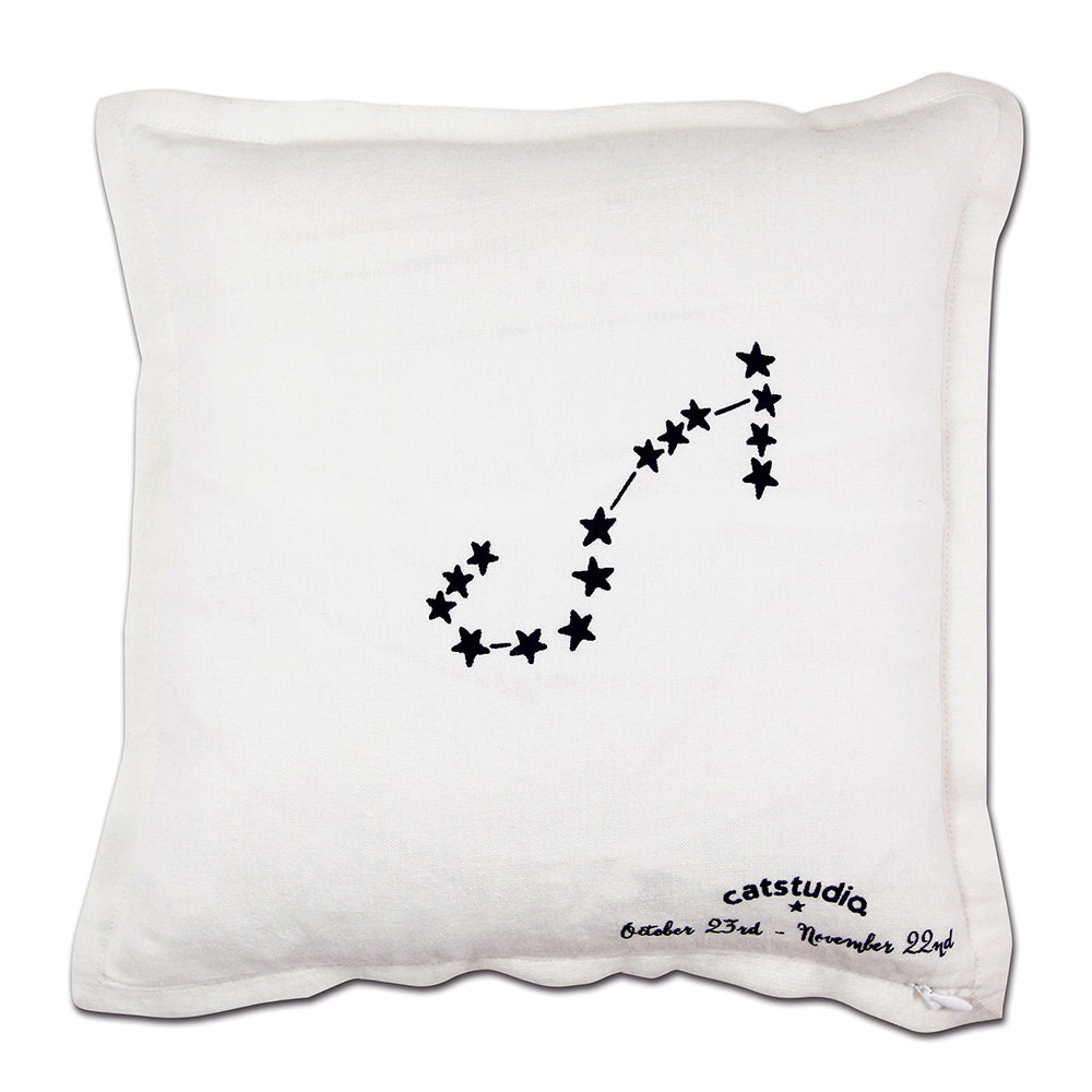 Scorpio Astrology Hand-Embroidered Pillow by Cat Studio Quirks!
