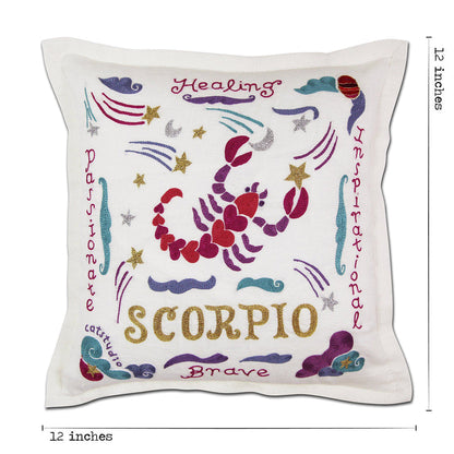 Scorpio Astrology Hand-Embroidered Pillow by Cat Studio Quirks!