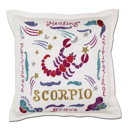 Scorpio Astrology Hand-Embroidered Pillow by Cat Studio Quirks!