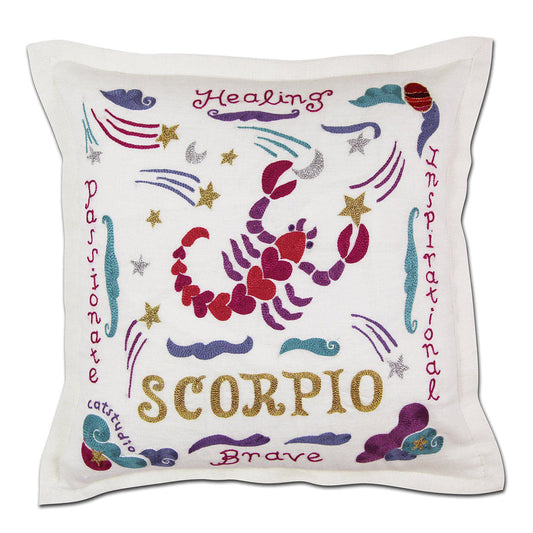 Scorpio Astrology Hand-Embroidered Pillow by Cat Studio Quirks!