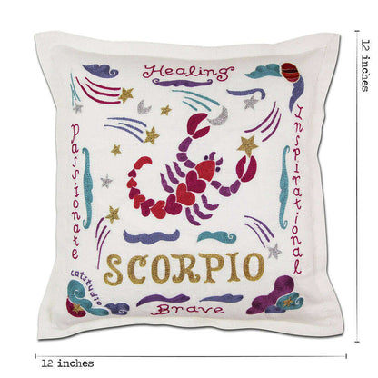 Scorpio Astrology Hand-Embroidered Pillow by Cat Studio