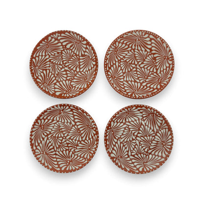 Set of 4 Brown & White Talavera Wall Plates | 11.5" Decorative  Plates