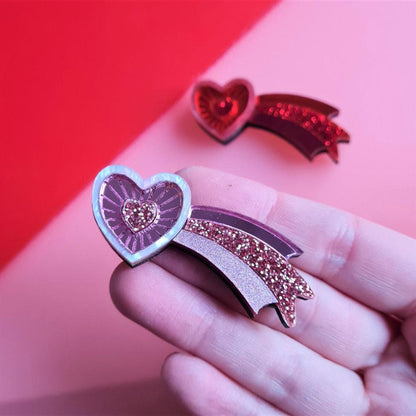 Shooting Heart Mini Brooch by Cherryloco - RED