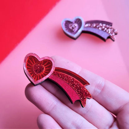 Shooting Heart Mini Brooch by Cherryloco - RED