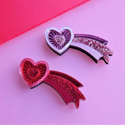 Shooting Heart Mini Brooch by Cherryloco - RED