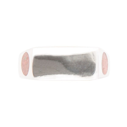 Signet Orange Sponge Coral and Sterling Silver In The Hole Ring