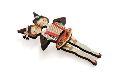 Sister Accordionists Circus Brooch by Laliblue