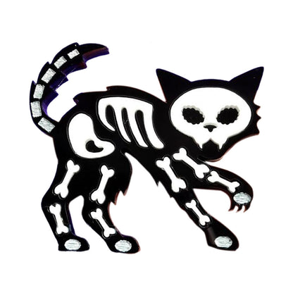 Skeleton Cat Brooch by Cherryloco Jewellery