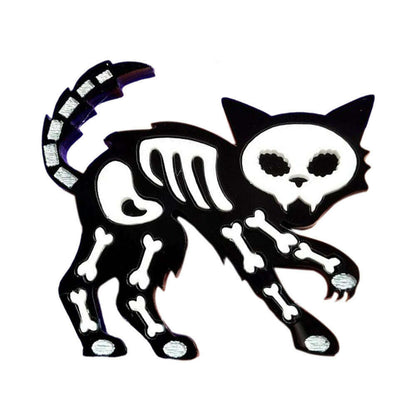 Skeleton Cat Brooch by Cherryloco Jewellery