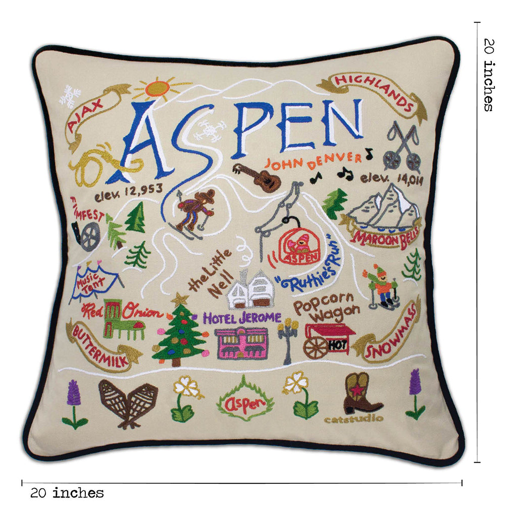 Ski Aspen Hand-Embroidered Pillow Quirks!