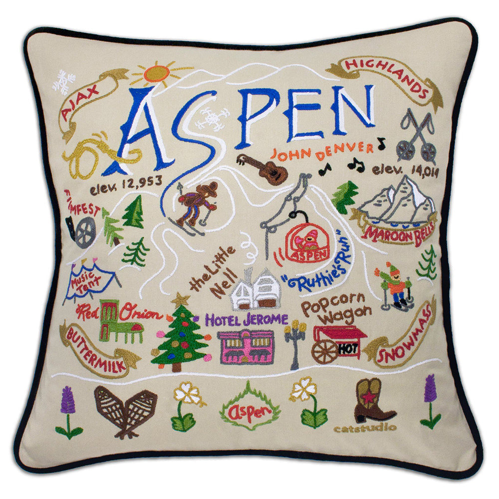 Ski Aspen Hand-Embroidered Pillow Quirks!