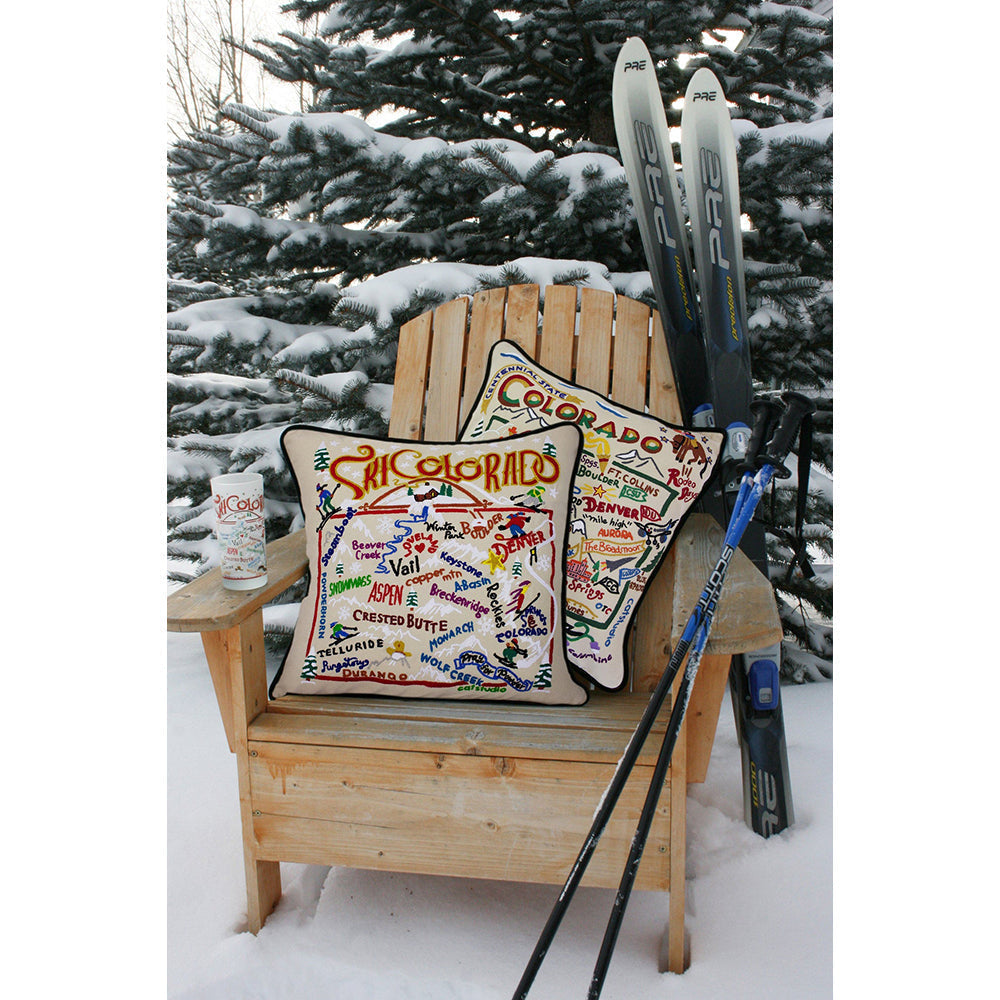 Ski Colorado Hand-Embroidered Pillow Quirks!