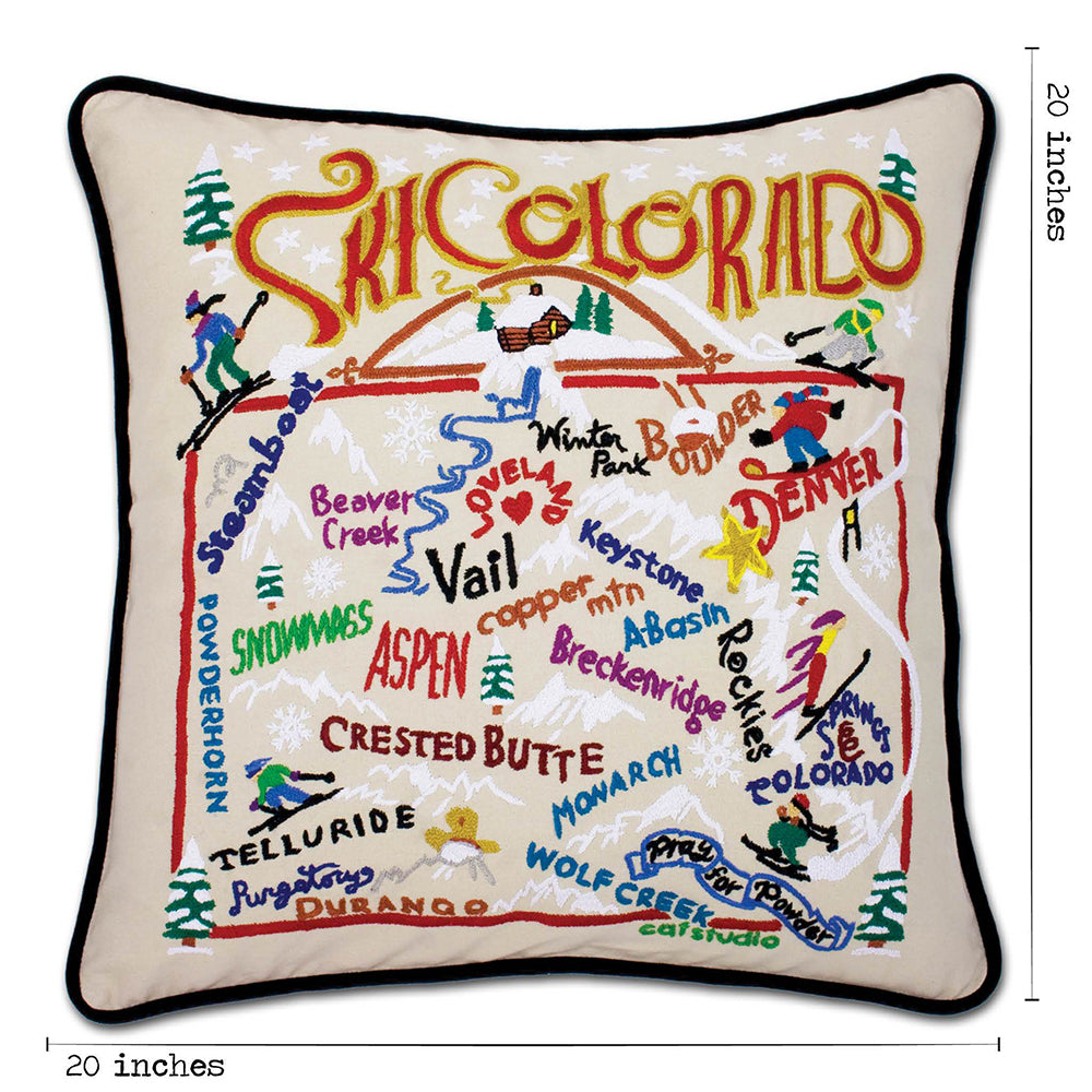 Ski Colorado Hand-Embroidered Pillow Quirks!