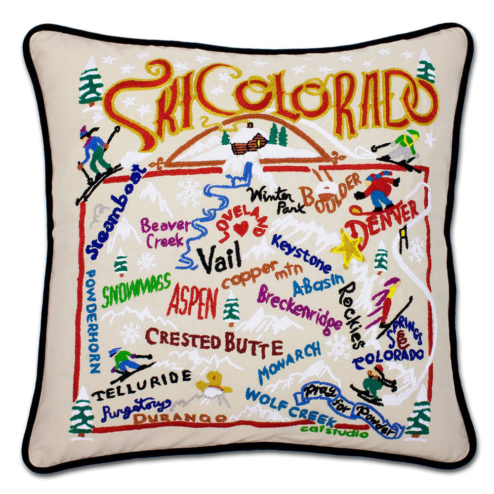 Ski Colorado Hand-Embroidered Pillow Quirks!