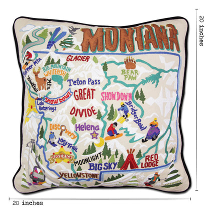 Ski Montana Hand-Embroidered Pillow Quirks!