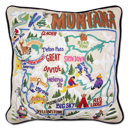 Ski Montana Hand-Embroidered Pillow Quirks!