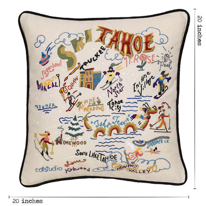 Ski Tahoe Hand-Embroidered Pillow Quirks!