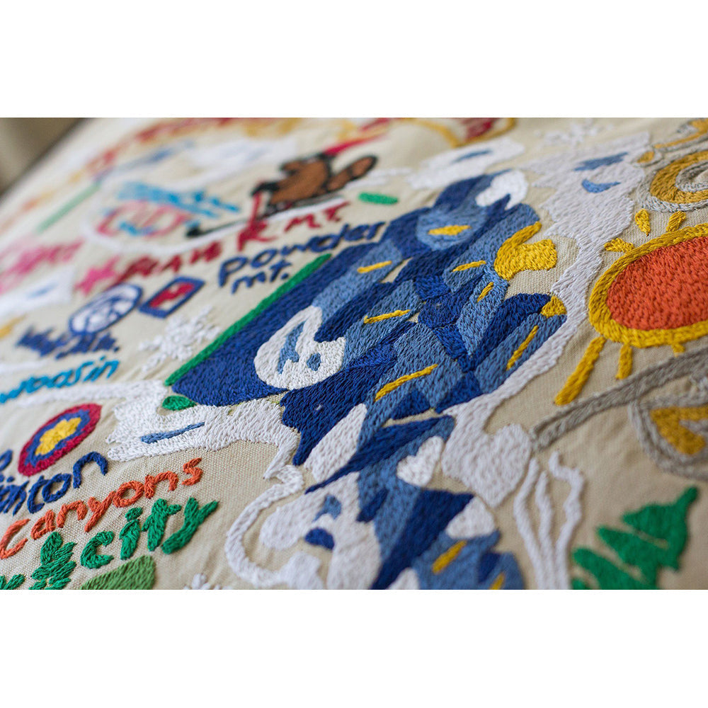 Ski Utah Hand-Embroidered Pillow Quirks!