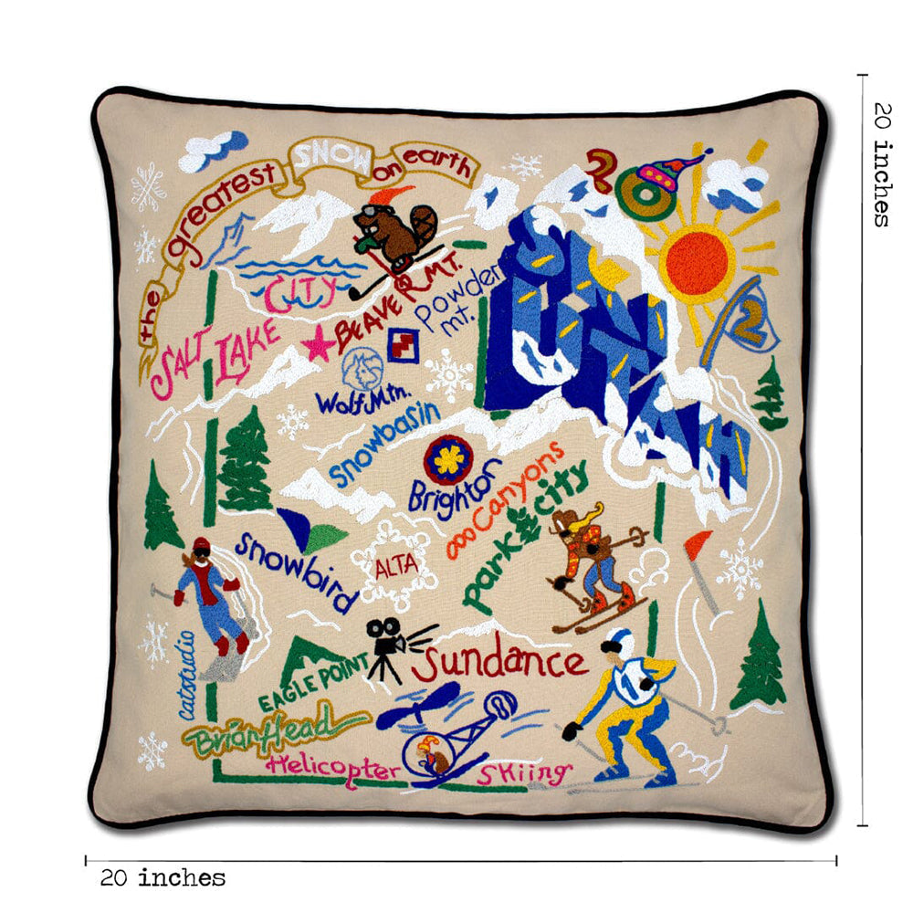 Ski Utah Hand-Embroidered Pillow Quirks!
