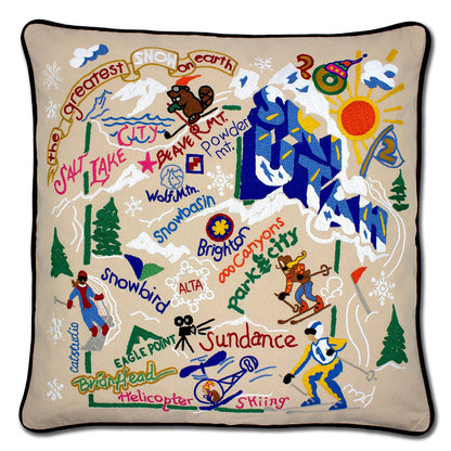 Ski Utah Hand-Embroidered Pillow Quirks!